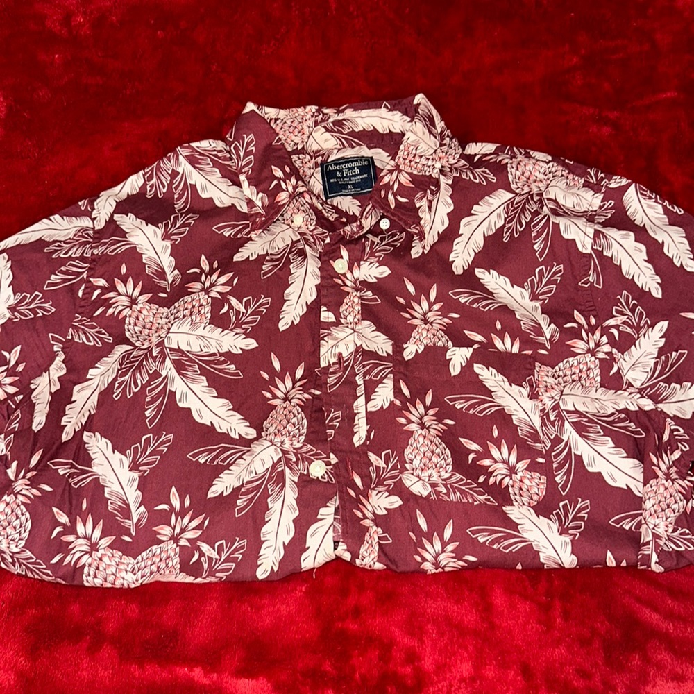 Wine Red Tropical Abercrombie & Finch Button Up Shirt